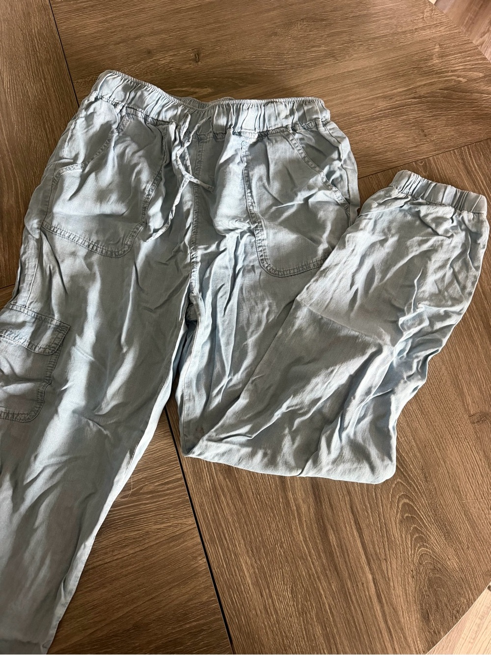 NWT Love Tree Light Blue Ankle Cargo Joggers